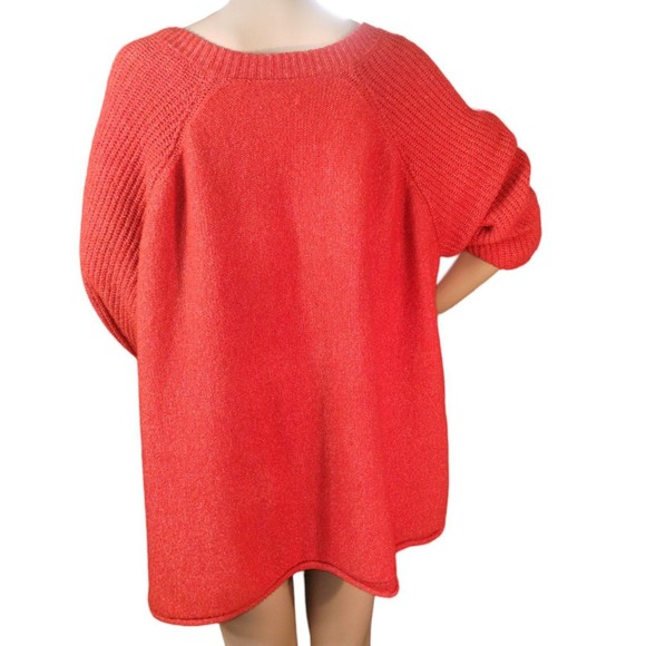 Sonoma Sweater Women's 2X Long Sleeve V Neck Rib Knit Pullover Orange Baggy - Picture 5 of 10